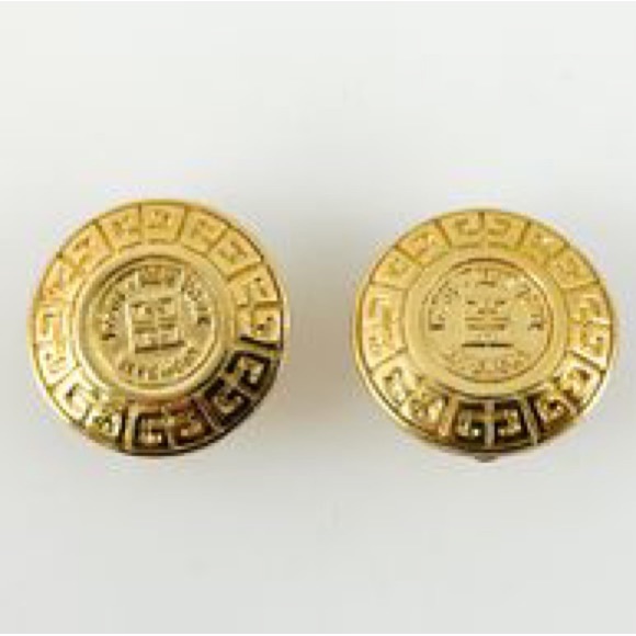 Vintage 1980's Givenchy Gold Clip On Earring Set - Picture 2 of 4